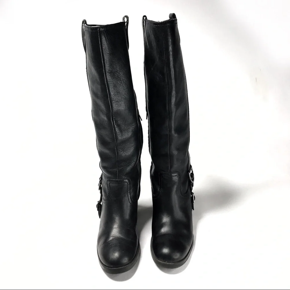 Lauren Ralph Lauren Calvina Tall Black Genuine Leather Boots Size 5.5 - Picture 3 of 10